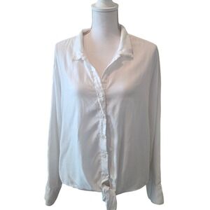 Cloth & Stone White 100% Tencel Tie Front Button Down Shirt  Anthropolgie